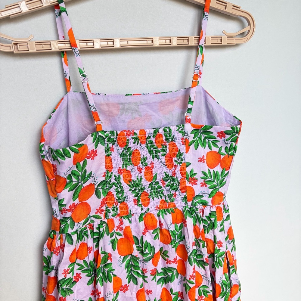 J Crew Women Sz 0 Strappy Orange Fruit Midi Dress Purple SUM25 Spring NWT - Picture 3 of 16